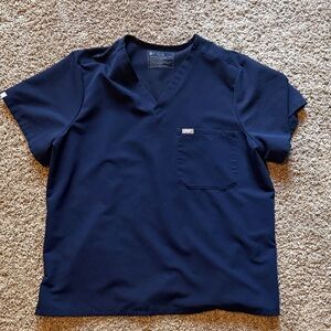 Figs Women's Navy V-Neck Short Sleeve Tee